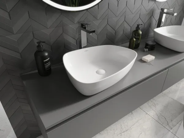 MEXEN - Ono umývadlo na dosku liaty mramor 51 x 39, biela 23045101