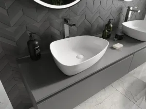 MEXEN - Ono umývadlo na dosku liaty mramor 51 x 39, biela 23045101