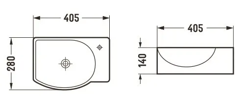 MEXEN - Mista umývadlo na dosku ľavé 40 x 28, čierna mat 22174085L