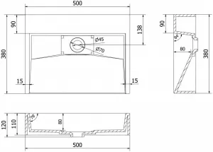 MEXEN - Ava umývadlo na dosku liaty mramor B/O 50 x 38, biela 23015000