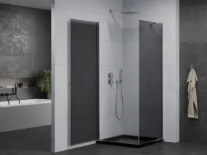 MEXEN/S - Pretória sprchovací kút 100x100, grafit, chróm + sprchová vanička vrátane sifónu 852-100-100-01-40-4070