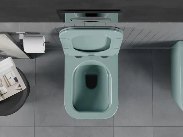 MEXEN - Teo Závesná WC misa Rimless vrátane sedátka s slow, Duroplast, svetlo zelená mat 30854048