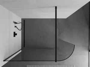 MEXEN/S - Kioto Sprchová zástena WALK-IN zaoblená 90 x 200, transparent 8 mm, čierna 800-090-101-70-06