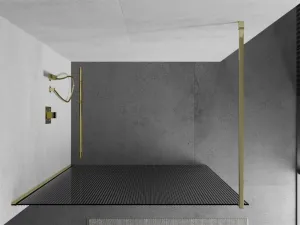 MEXEN/S - Kioto Sprchová zástena WALK-IN 70 x 200, prúžky 8 mm, zlatá 800-070-101-50-09
