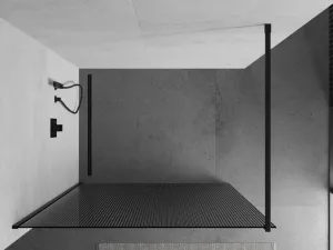 MEXEN/S - Kioto Sprchová zástena WALK-IN 80 x 200, prúžky 8 mm, čierna 800-080-101-70-09