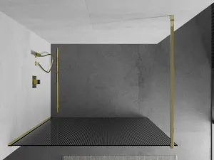 MEXEN/S - Kioto Sprchová zástena WALK-IN 100 x 200, prúžky 8 mm, zlatá 800-100-101-50-09