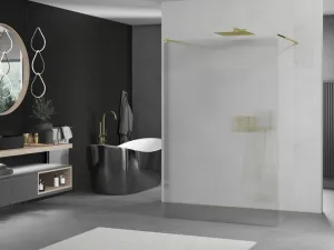 MEXEN/S - Kioto Sprchová zástena WALK-IN voľne stojaca 120 x 200, prúžky 8 mm, zlatá 800-120-002-50-09