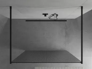 MEXEN/S - Kioto Sprchová zástena WALK-IN voľne stojaca 100 x 200, prúžky 8 mm, čierna 800-100-002-70-09