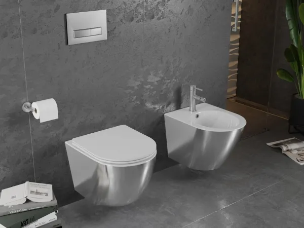 MEXEN - Lena Závesná WC misa vrátane sedátka s slow-slim, duroplast, biela/strieborná 30224004