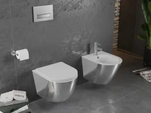 MEXEN - Lena Závesná WC misa vrátane sedátka s slow-slim, duroplast, biela/strieborná 30224004