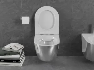 MEXEN - Lena Závesná WC misa vrátane sedátka s slow-slim, duroplast, biela/strieborná 30224004