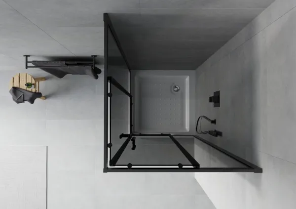 MEXEN/S - Rio sprchovací kút štvorec 80 x 80, grafit, čierny + vanička Rio vrátane výpuste 860-080-080-70-40-4510
