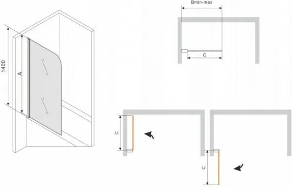 MEXEN/S - Vega obdĺžniková vaňa 170 x 70 cm s panelom + vaňová zástena 80, čierna vzor fix 550117070X9308007077