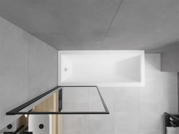 MEXEN/S - Cubik obdĺžniková vaňa 170 x 70 cm s panelom + vaňová zástena 70, čierna vzor fix 550317070X9307007070