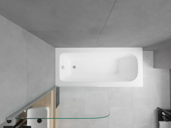 MEXEN/S - Vega obdĺžniková vaňa 170 x 70 cm s panelom + vaňová zástena 70, transparent, chróm 550117070X9007010100