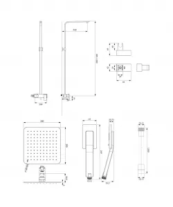 OMNIRES - PARMA sprchový stĺp grafit /GR/ PM7444GR