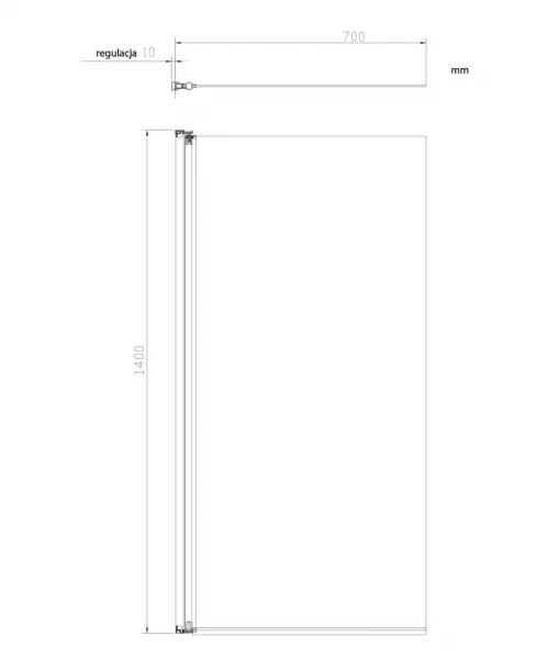 OMNIRES - KENTON Jednokrídlová vaňová zástena, 70 cm chróm / transparent /CRTR/ MP75CRTR