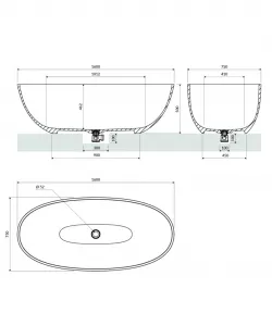 OMNIRES - SHELL M+ voľne stojaca vaňa,, 160 x 75 cm, šedá/popol SHELLWWAG