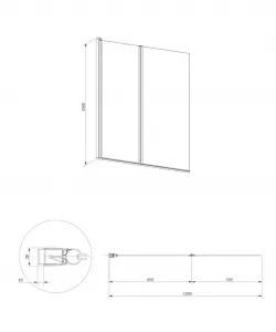 OMNIRES - KINGSTON vaňová zástena dvojdielna, 120 cm chróm / transparent /CRTR/ XHE20CRTR