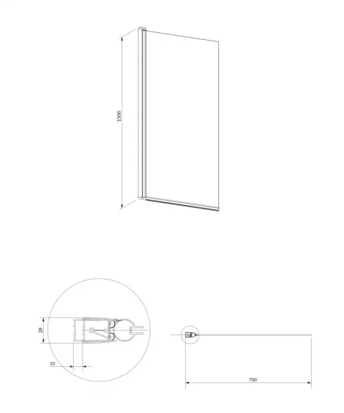 OMNIRES - KINGSTON Jednokrídlová vaňová zástena, 70 cm čierna mat / transparent /BLMTR/ XHE85BLTR