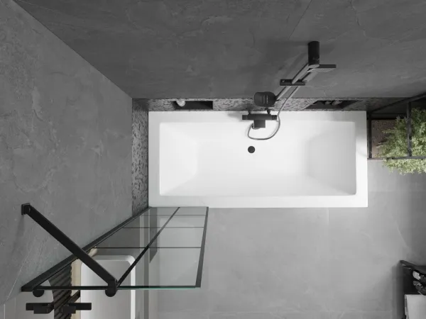 MEXEN/S - Cube obdĺžniková vaňa 170 x 80 cm s panelom + vaňová zástena 50, čierna vzor 550517080X9505007077