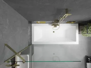 MEXEN/S - Cube obdĺžniková vaňa 170 x 80 cm s panelom + zástena 1- diel 100, transparent, zlatá 550517080X9510000050