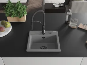 MEXEN/S MEXEN/S - Milo granitový drez 1-miska vrátane batérie Aster, šedá 6505-71-73450-70-B