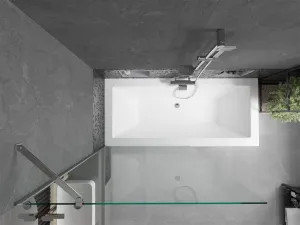 MEXEN/S - Cube obdĺžniková vaňa 170 x 80 cm s panelom + vaňová zástena 100, transparent, chróm 550517080X9510000001
