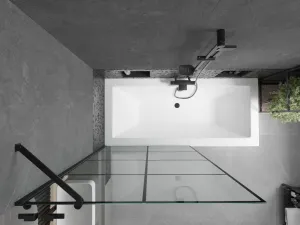 MEXEN/S - Cube obdĺžniková vaňa 170 x 80 cm s panelom + vaňová zástena 100, čierna vzor 550517080X9510007077