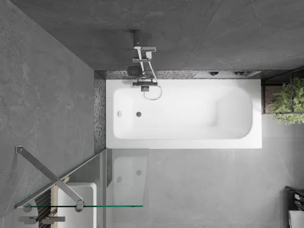 MEXEN/S - Vega obdĺžniková vaňa 150 x 70 cm s panelom + vaňová zástena 50, transparent, chróm 550115070X9505000001