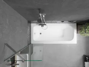 MEXEN/S - Vega obdĺžniková vaňa 150 x 70 cm s panelom + vaňová zástena 50, transparent, chróm 550115070X9505000001