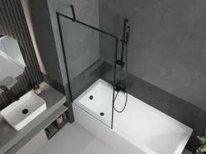 MEXEN/S - Next vaňová zástena FIX 80 x 150, čierna dekor, čierna 895-080-000-00-70-70