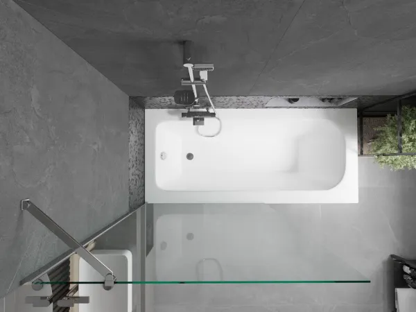 MEXEN/S - Vega obdĺžniková vaňa 170 x 70 cm s panelom + vaňová zástena 100, transparent, chróm 550117070X9510000001
