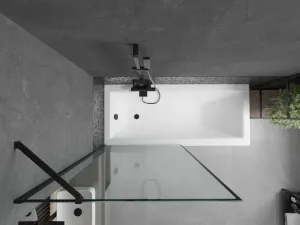 MEXEN/S - Cubik obdĺžniková vaňa 170 x 70 cm s panelom + vaňová zástena 90, čierna vzor 550317070X9509007070