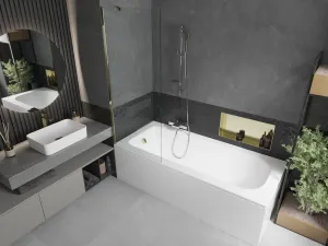 MEXEN/S - Vega obdĺžniková vaňa 170 x 70 cm s panelom + vaňová zástena 70, transparent, chróm 550117070X9507000001
