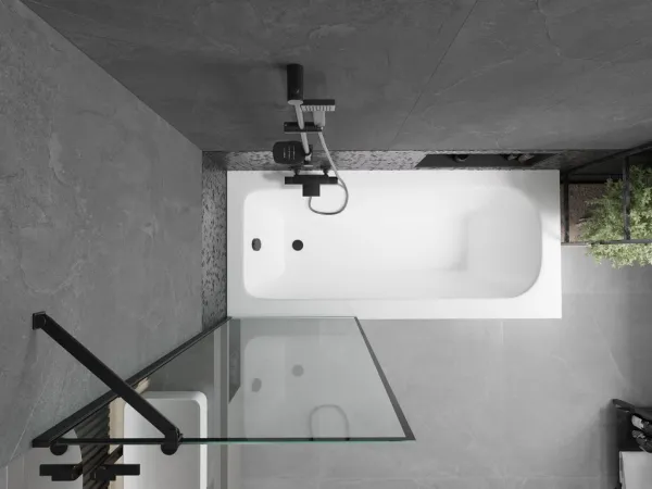 MEXEN/S - Vega obdĺžniková vaňa 170 x 70 cm s panelom + vaňová zástena 70, čierna vzor 550117070X9507007070
