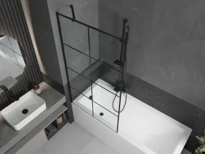 MEXEN/S - Next vaňová zástena FIX 90x150, čierny dekor, čierna 895-090-000-00-77-70