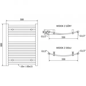 MEXEN - Helios vykurovací rebrík/radiátor 800 x 600 mm, 355 W, chróm W103-0800-600-00-01