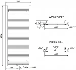 MEXEN - Plutón vykurovací rebrík/radiátor 1200 x 500 mm, 487 W, chróm W106-1200-500-00-01