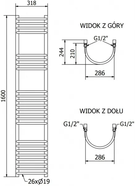 MEXEN - Eros vykurovací rebrík/radiátor 1600 x 318 mm, 549 W, biela W112-1600-318-00-20