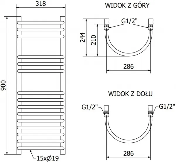 MEXEN - Eros vykurovací rebrík/radiátor 900 x 318 mm, 315 W, čierna W112-0900-318-00-70