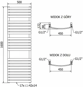 MEXEN - Bachus vykurovací rebrík/radiátor 1200 x 500 mm, 619 W, čierna W109-1200-500-00-70