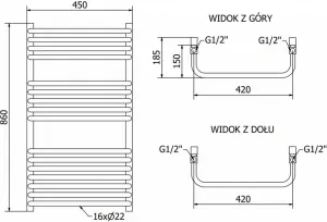 MEXEN - Apollo vykurovací rebrík/radiátor 860 x 450 mm, 422 W, biela W117-0860-450-00-20