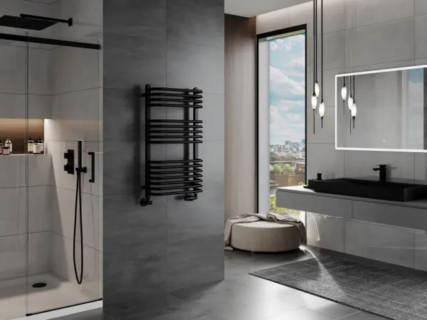 MEXEN - Apollo vykurovací rebrík / radiátor 860 x 450 mm, 422 W, čierna W117-0860-450-00-70