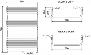 MEXEN - Apollo vykurovací rebrík / radiátor 860 x 550 mm, 479 W, čierna W117-0860-550-00-70