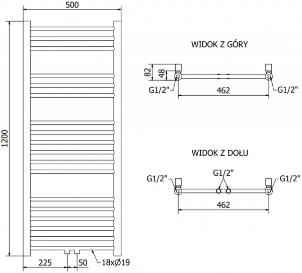 MEXEN - Yodo vykurovací rebrík/radiátor 1200 x 500 mm, 389 W, biela W113-1200-500-00-20