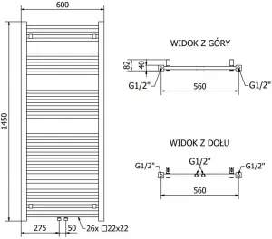 MEXEN - Plutón vykurovací rebrík/radiátor 1450 x 600 mm, 826 W, biela W106-1450-600-00-20