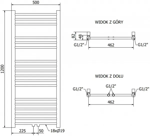 MEXEN - Yodo vykurovací rebrík/radiátor 1200 x 500 mm, 389 W, čierna W113-1200-500-00-70