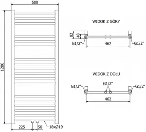 MEXEN - Yodo vykurovací rebrík/radiátor 1200 x 500 mm, 389 W, čierna W113-1200-500-00-70