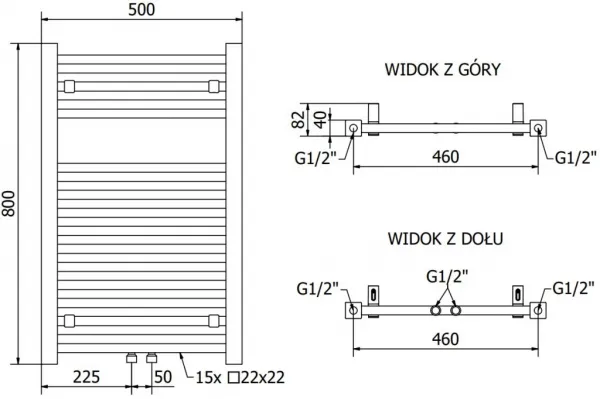 MEXEN - Plutón vykurovací rebrík/radiátor 800 x 500 mm, 405 W, biela W106-0800-500-00-20